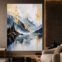 Goldene Bergstille – Leinwand Wandbild mit alpinem See