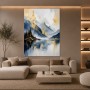 Goldene Bergstille – Leinwand Wandbild mit alpinem See