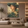 Elegante Dame in Smaragd und Gold – Leinwandbild Wandbild