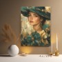 Elegante Dame in Smaragd und Gold – Leinwandbild Wandbild