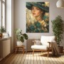 Elegante Dame in Smaragd und Gold – Leinwandbild Wandbild