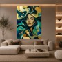Elegantes Porträt in Türkis und Gold – Wandbild Poster
