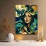 Elegantes Porträt in Türkis und Gold – Wandbild Poster
