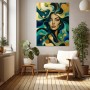 Elegantes Porträt in Türkis und Gold – Wandbild Poster