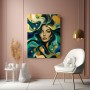 Elegantes Porträt in Türkis und Gold – Wandbild Poster