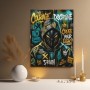 Motivation Street Art Wandbild – Canvas Print mit Maskenfigur