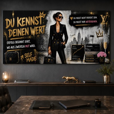 Selfmade Boss Lady – Modernes Wandbild als Poster