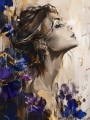 Elegantes Frauenporträt mit Blüten – Leinwand & Acrylbild
