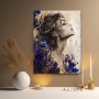 Elegantes Frauenporträt mit Blüten – Leinwand & Acrylbild