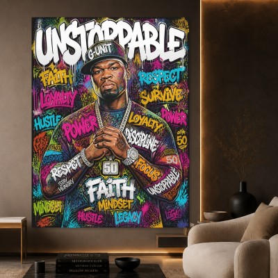 Unstoppable Street-Porträt – Wandbild auf Gallery Leinwand