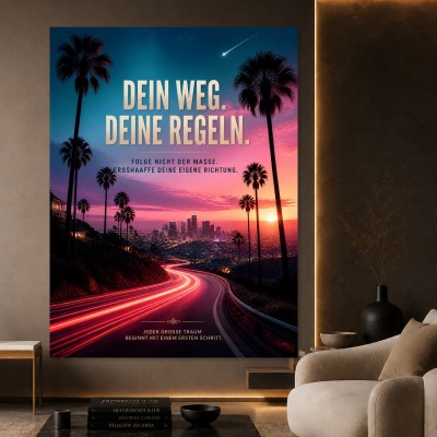 Dein Weg Deine Regeln – Modernes Wandbild als Poster mit City-Skyline