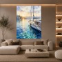 Mediterraner Segelhafen bei Sonnenuntergang – Leinwand Wandbild