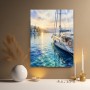 Mediterraner Segelhafen bei Sonnenuntergang – Leinwand Wandbild