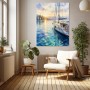 Mediterraner Segelhafen bei Sonnenuntergang – Leinwand Wandbild
