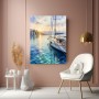 Mediterraner Segelhafen bei Sonnenuntergang – Leinwand Wandbild