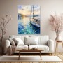 Mediterraner Segelhafen bei Sonnenuntergang – Leinwand Wandbild