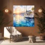 Sonnenhafen mit Segelboot – Wandbild & Poster in Aquarelloptik