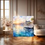 Sonnenhafen mit Segelboot – Wandbild & Poster in Aquarelloptik