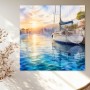 Sonnenhafen mit Segelboot – Wandbild & Poster in Aquarelloptik