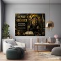 Denke Größer – Luxus Wandbild als Leinwandbild mit Löwenkönig in Gold