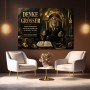 Denke Größer – Luxus Wandbild als Leinwandbild mit Löwenkönig in Gold