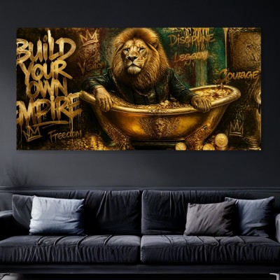 Goldener Löwe im Empire-Stil – Leinwandbild als Luxus Wandbild
