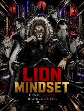Lion Mindset – Modernes Wandbild & Leinwandbild im Anime-Noir-Stil