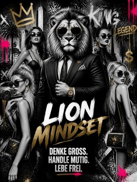 Lion Mindset – Modernes Wandbild als Leinwandbild mit urbanem Luxus-Flair