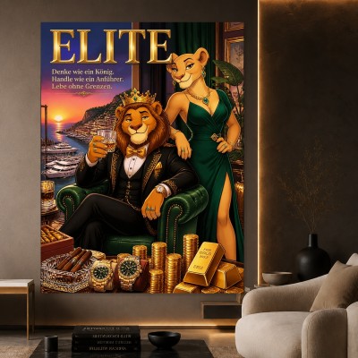 Elite Löwen-Motiv als Modernes Wandbild und Kunstdruck