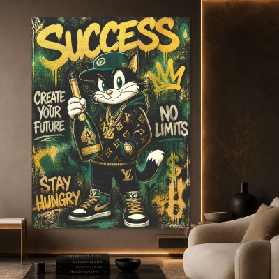 Success Street Cat – Modernes Wandbild & Poster