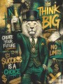 Think Big Löwe – Designer Wandbild als Leinwandbild in Gold & Smaragd