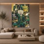 Think Big Löwe – Designer Wandbild als Leinwandbild in Gold & Smaragd