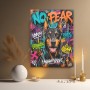 Modernes Wandbild „No Fear Dobermann“ – Leinwandbild im Street-Art-Stil