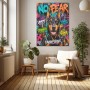 Modernes Wandbild „No Fear Dobermann“ – Leinwandbild im Street-Art-Stil