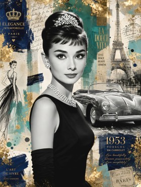 Pariser Eleganz – Wandbild als Fine Art Print mit Vintage Glamour