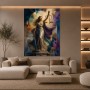 Justitia in Gold und Violett – Modernes Wandbild als Fine Art Print