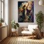 Justitia in Gold und Violett – Modernes Wandbild als Fine Art Print