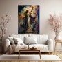 Justitia in Gold und Violett – Modernes Wandbild als Fine Art Print