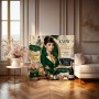 Eleganz in Smaragd – Kunstwerk auf Leinwand mit Fashion-Porträt