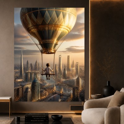 Himmelsreise über der Skyline – Leinwandbild & Modernes Wandbild