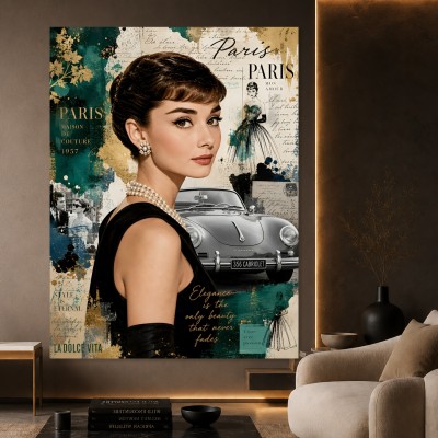 Pariser Eleganz – Kunstwerk als Leinwandbild im Vintage-Couture-Stil