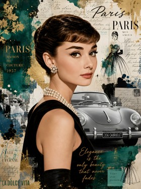 Pariser Eleganz – Kunstwerk als Leinwandbild im Vintage-Couture-Stil