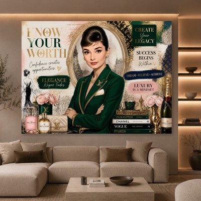 Luxus-Porträt in Smaragdgrün – Modernes Wandbild als Leinwandbild