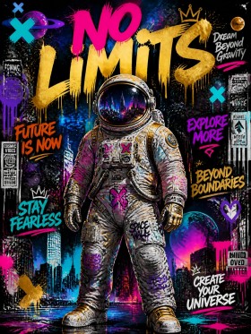 No Limits Astronaut – Modernes Wandbild Acrylglasbild