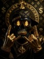 Modernes Wandbild oder Fine Art Print: Gold Skull mit Dollarblick