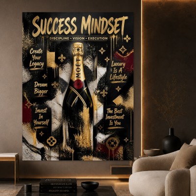 Success Mindset Luxus Wandbild oder Poster in Schwarz Gold