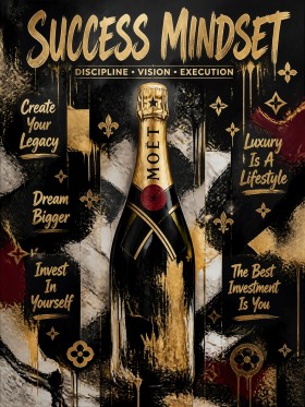 Success Mindset Luxus Wandbild oder Poster in Schwarz Gold