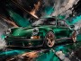 Grüner Sportwagen – Modernes Wandbild oder Fine Art Print