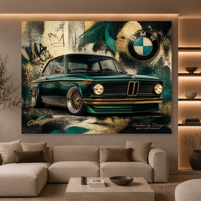 Klassischer BMW in Smaragdgrün – Designer Wandbild oder Canvas Print