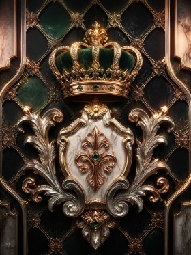Königliche Krone – Luxus Wandbild oder Fine Art Print in Gold und Smaragdgrün